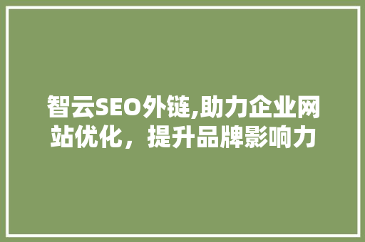 智云SEO外链,助力企业网站优化，提升品牌影响力