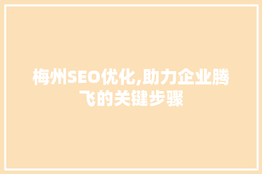 梅州SEO优化,助力企业腾飞的关键步骤