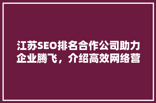 江苏SEO排名合作公司助力企业腾飞，介绍高效网络营销之路