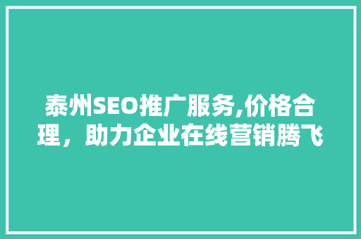 泰州SEO推广服务,价格合理，助力企业在线营销腾飞