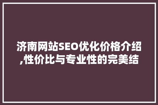 济南网站SEO优化价格介绍,性价比与专业性的完美结合