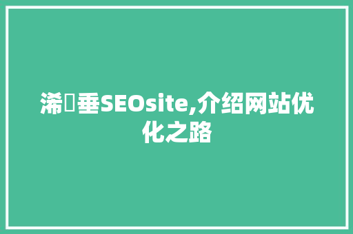 浠樿垂SEOsite,介绍网站优化之路