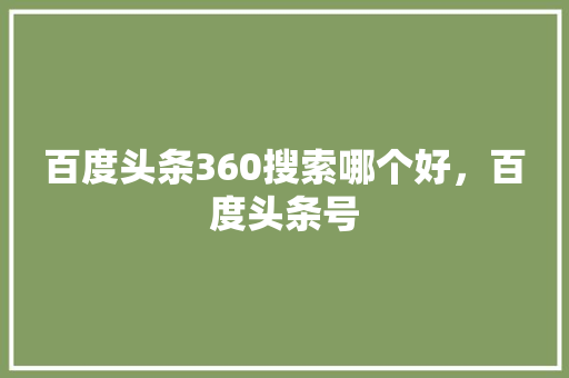 百度头条360搜索哪个好，百度头条号