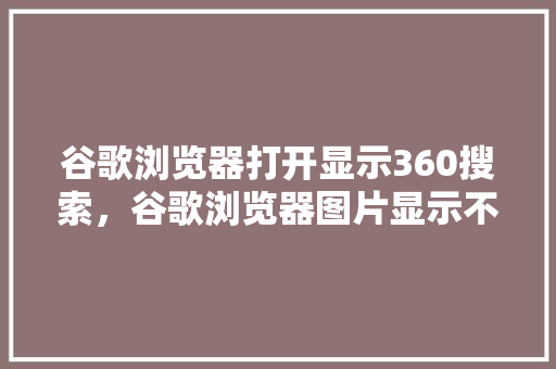 谷歌浏览器打开显示360搜索，谷歌浏览器图片显示不出来