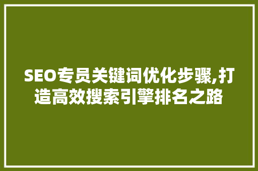 SEO专员关键词优化步骤,打造高效搜索引擎排名之路