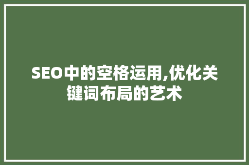 SEO中的空格运用,优化关键词布局的艺术