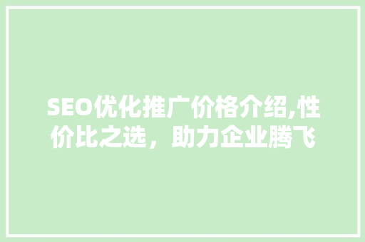 SEO优化推广价格介绍,性价比之选，助力企业腾飞