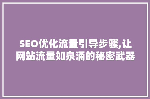 SEO优化流量引导步骤,让网站流量如泉涌的秘密武器