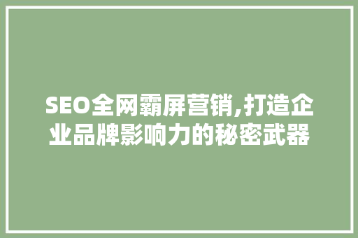 SEO全网霸屏营销,打造企业品牌影响力的秘密武器