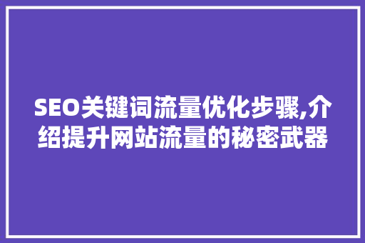 SEO关键词流量优化步骤,介绍提升网站流量的秘密武器