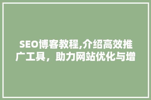 SEO博客教程,介绍高效推广工具，助力网站优化与增长