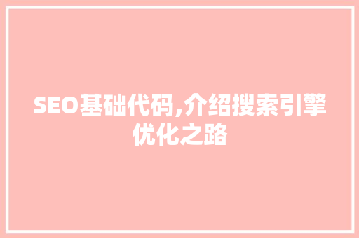 SEO基础代码,介绍搜索引擎优化之路