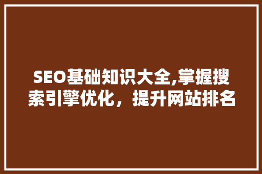 SEO基础知识大全,掌握搜索引擎优化，提升网站排名