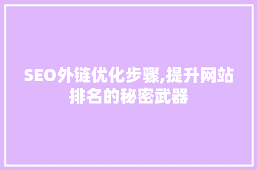 SEO外链优化步骤,提升网站排名的秘密武器