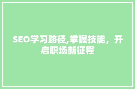 SEO学习路径,掌握技能，开启职场新征程