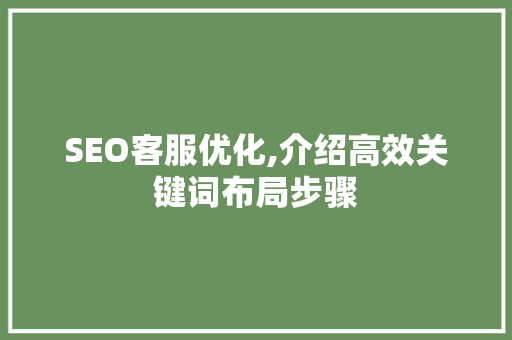 SEO客服优化,介绍高效关键词布局步骤
