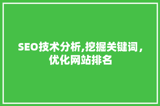 SEO技术分析,挖掘关键词，优化网站排名