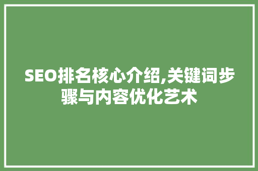 SEO排名核心介绍,关键词步骤与内容优化艺术