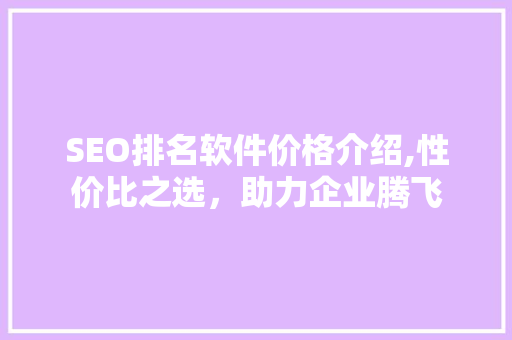SEO排名软件价格介绍,性价比之选，助力企业腾飞