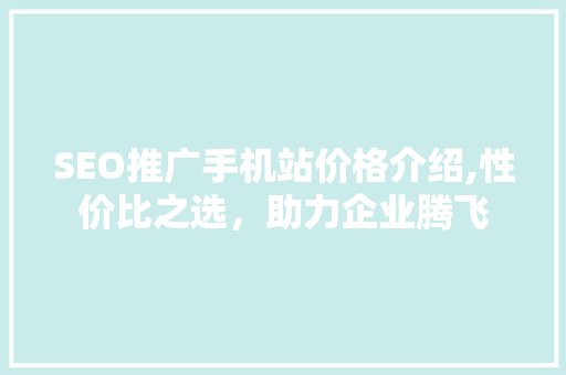 SEO推广手机站价格介绍,性价比之选，助力企业腾飞