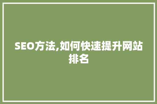 SEO方法,如何快速提升网站排名