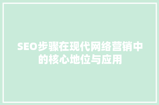 SEO步骤在现代网络营销中的核心地位与应用