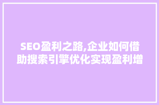 SEO盈利之路,企业如何借助搜索引擎优化实现盈利增长