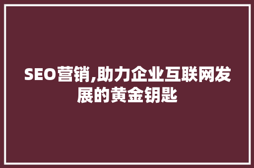 SEO营销,助力企业互联网发展的黄金钥匙