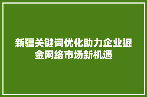 新疆关键词优化助力企业掘金网络市场新机遇