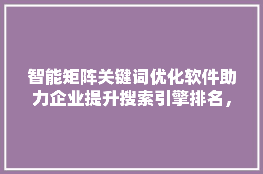 智能矩阵关键词优化软件助力企业提升搜索引擎排名，优化网络营销步骤