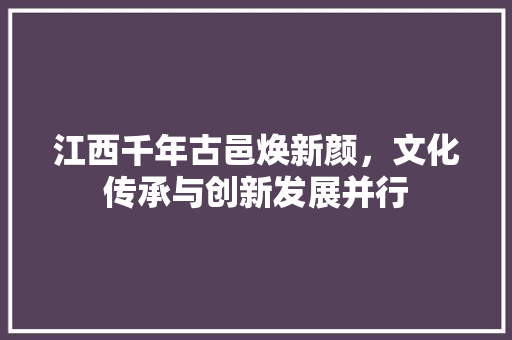 江西千年古邑焕新颜，文化传承与创新发展并行