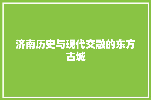 济南历史与现代交融的东方古城