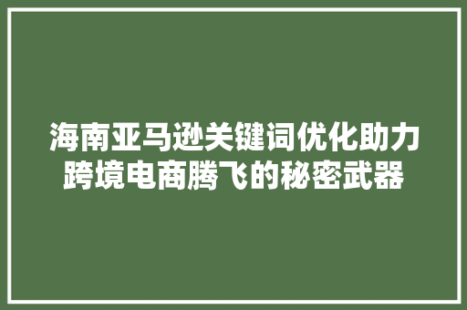 海南亚马逊关键词优化助力跨境电商腾飞的秘密武器