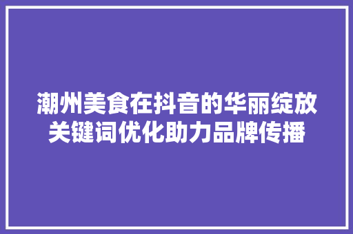 潮州美食在抖音的华丽绽放关键词优化助力品牌传播