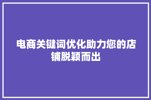 电商关键词优化助力您的店铺脱颖而出