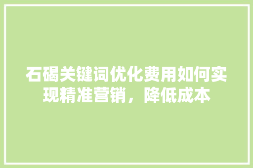 石碣关键词优化费用如何实现精准营销，降低成本