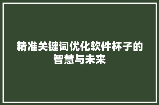 精准关键词优化软件杯子的智慧与未来