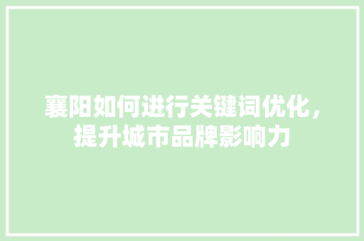 襄阳如何进行关键词优化，提升城市品牌影响力