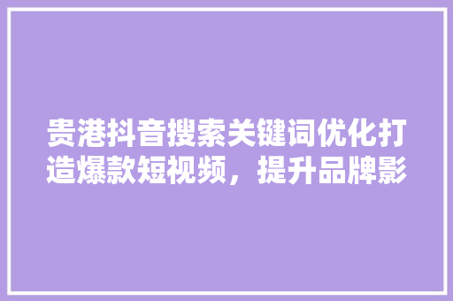 贵港抖音搜索关键词优化打造爆款短视频，提升品牌影响力