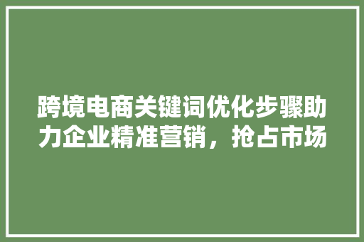 跨境电商关键词优化步骤助力企业精准营销，抢占市场先机