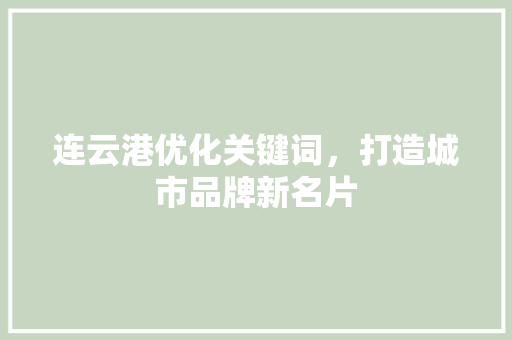 连云港优化关键词，打造城市品牌新名片