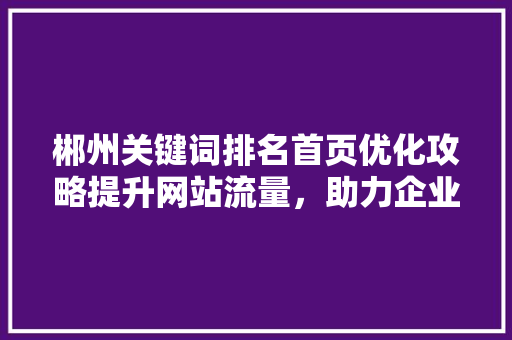 郴州关键词排名首页优化攻略提升网站流量，助力企业腾飞