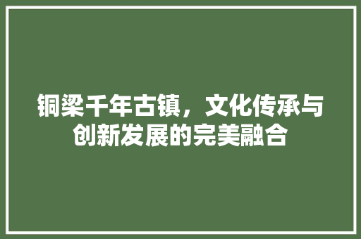 铜梁千年古镇，文化传承与创新发展的完美融合