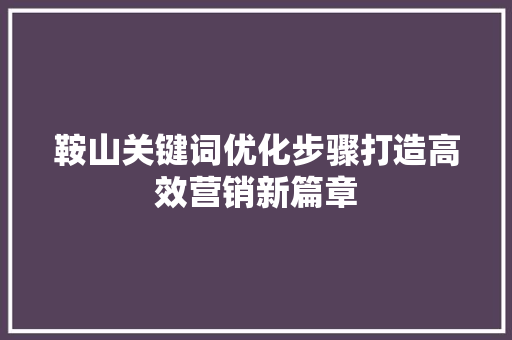 鞍山关键词优化步骤打造高效营销新篇章