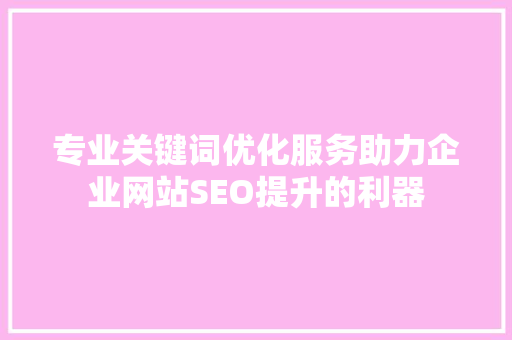专业关键词优化服务助力企业网站SEO提升的利器