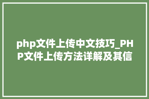 php文件上传中文技巧_PHP文件上传方法详解及其信息解析附视频