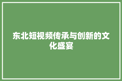 东北短视频传承与创新的文化盛宴