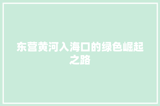 东营黄河入海口的绿色崛起之路