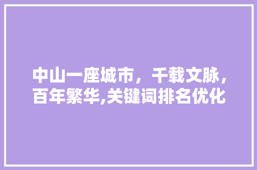 中山一座城市，千载文脉，百年繁华,关键词排名优化下的城市魅力探索