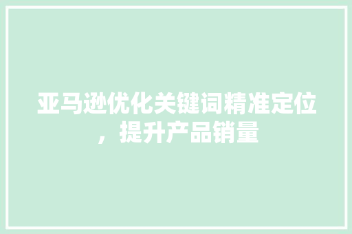 亚马逊优化关键词精准定位，提升产品销量